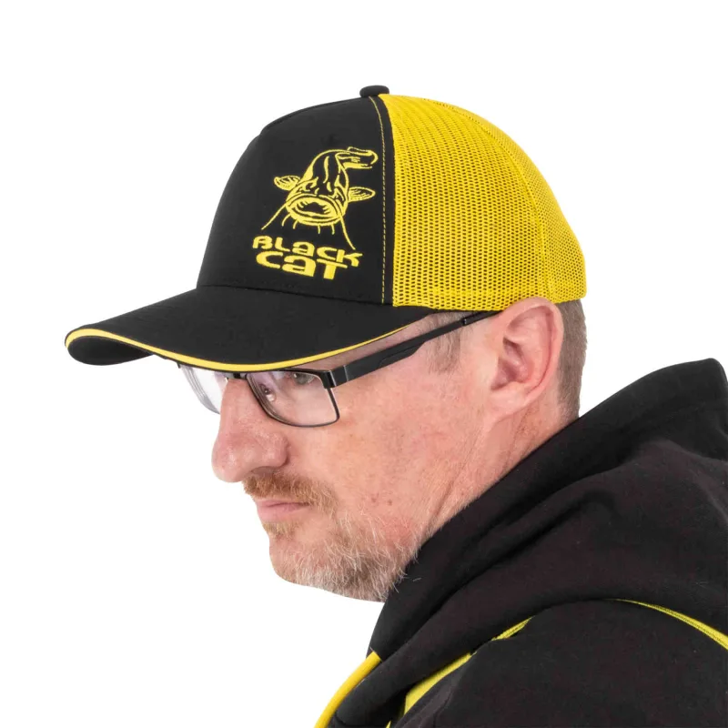 black-cat-black-and-yellow-trucker-cap