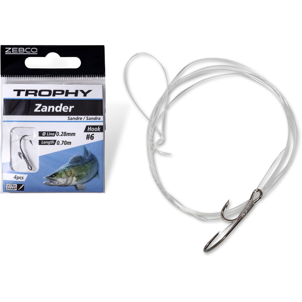 #2 Trophy Zander Vorfachhaken silbser Vorfach: 70cm