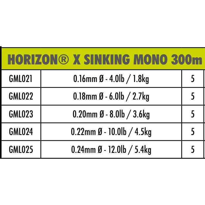 [118007] Horizon X Sinking Monofilament 4lb 0.16mm 300m