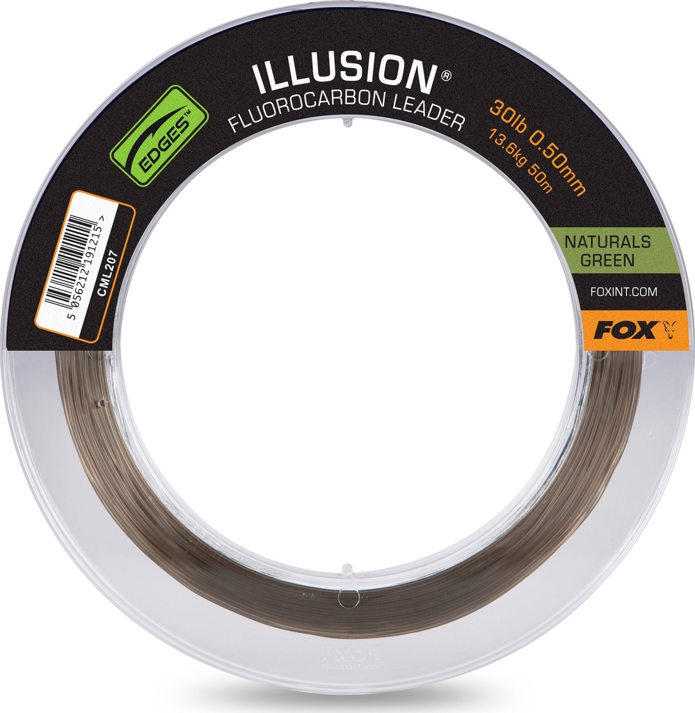 Illusion Fluorocarbon Leader 30lb 13.6kg 0.50mm 50m Naturals green
