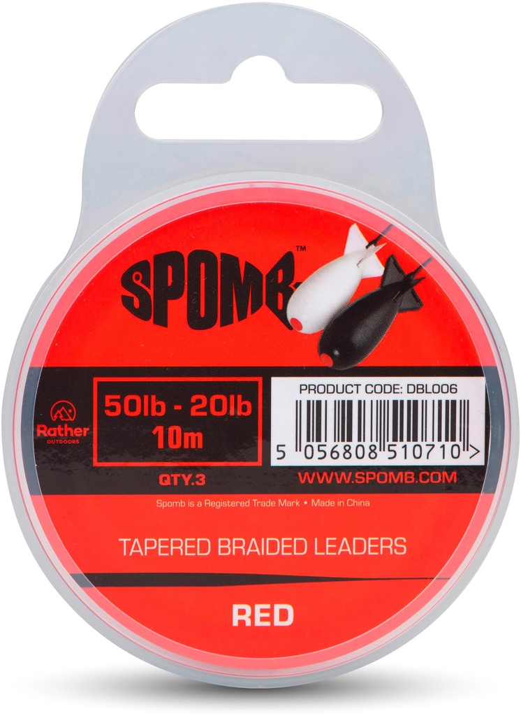 Tapered Braided Leaders Red 3pcs 50lb-20lb