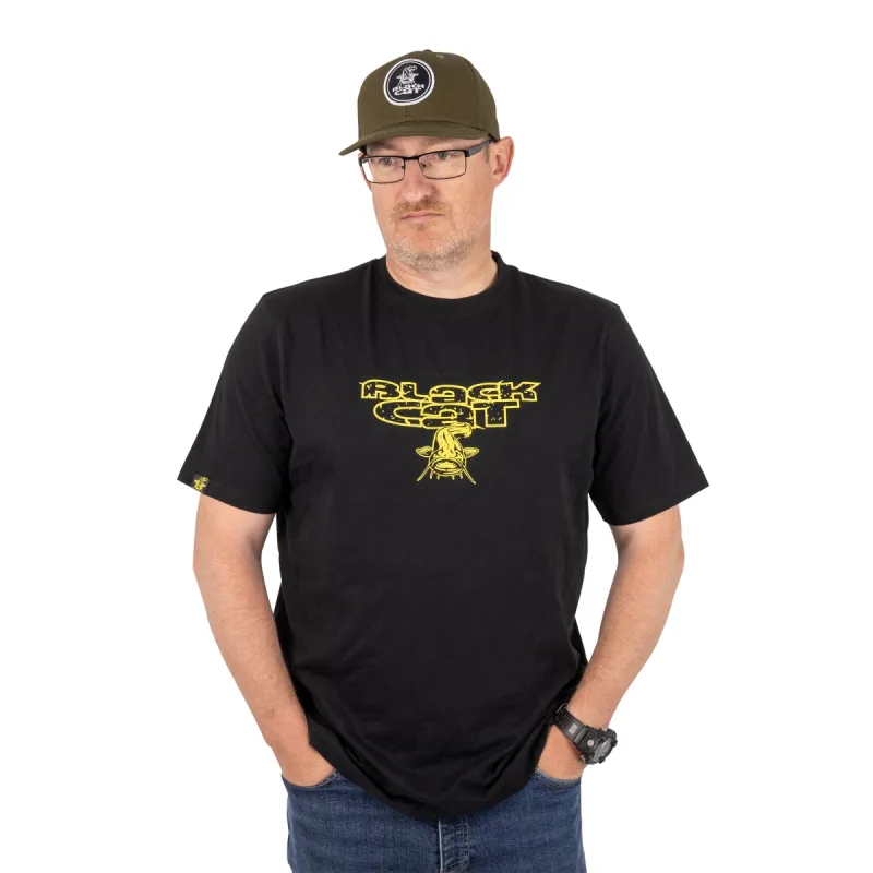 [o236634] Schwarzes T-Shirt mit Distressed-Logo