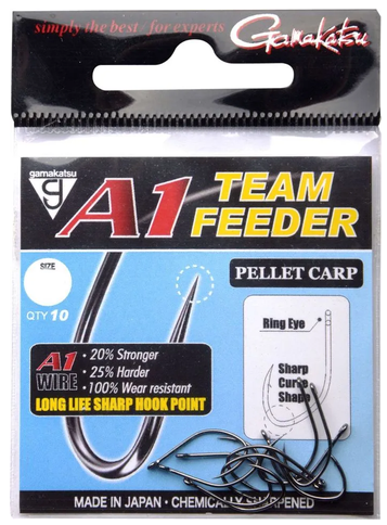 A1 TEAM FEEDER EYED HOOKS PELLET CARP#12