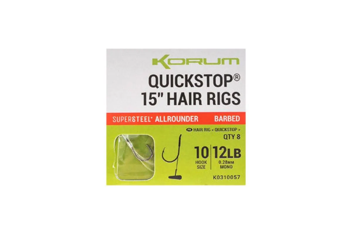 [135341] 15" Big Fish Hair Rigs W/Quickstops Size 12 Barbed