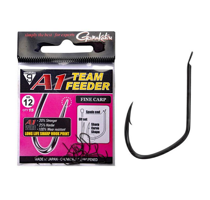 GAMAKATSU A1 Team Feeder Fine Carp Size8 NS Black Qty.15