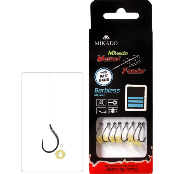 METHODE FEEDER RIG - MIT GUMMI HAKEN OHNE WIDERHAKEN 10 / SCHNUR 0.20mm/10cm - 8 Stck.