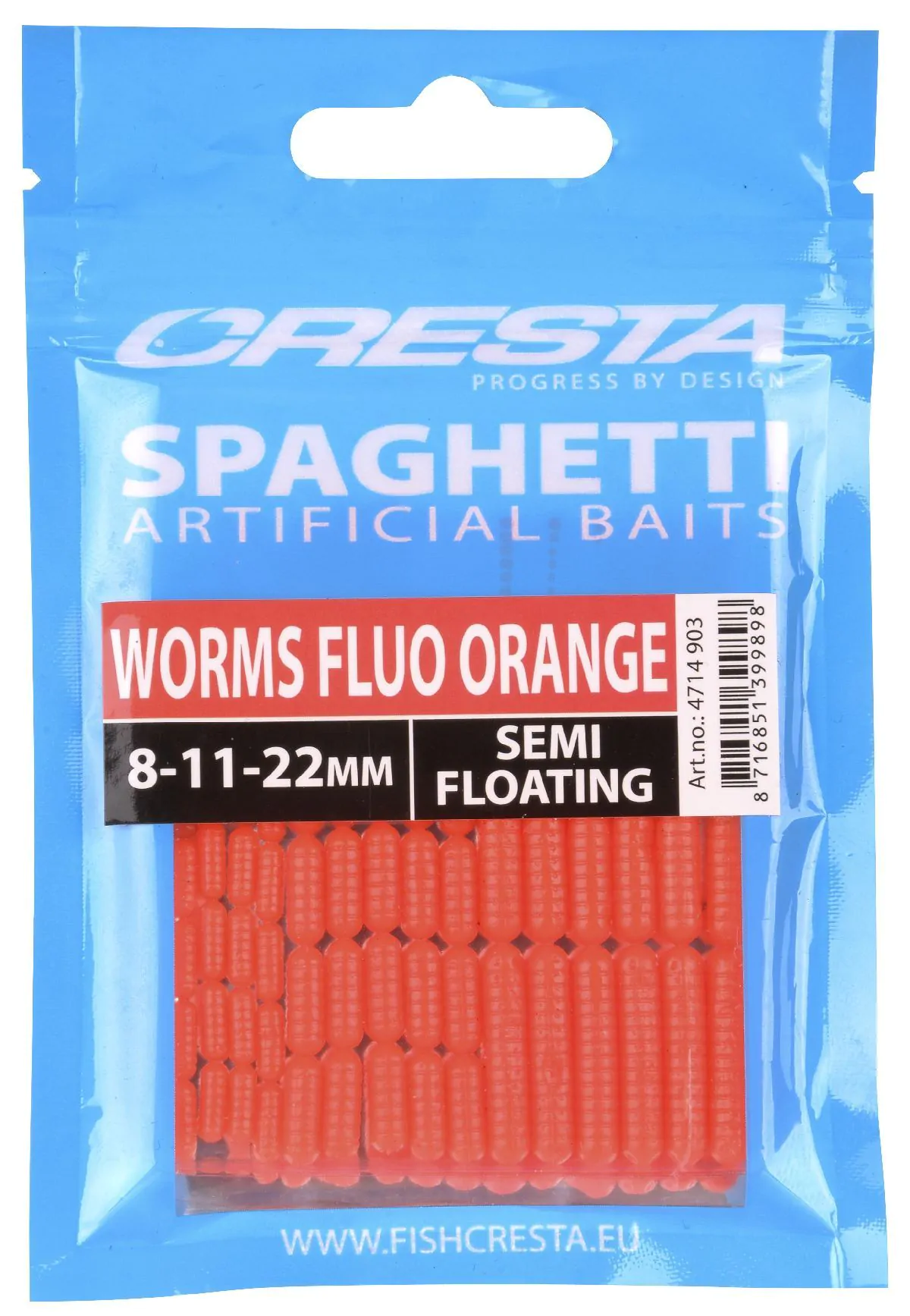 Cresta Spaghetti Worms 8,11,22mm Fluo Orange