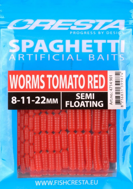 Cresta Spaghetti Worms 8,11,22mm Tomato Red