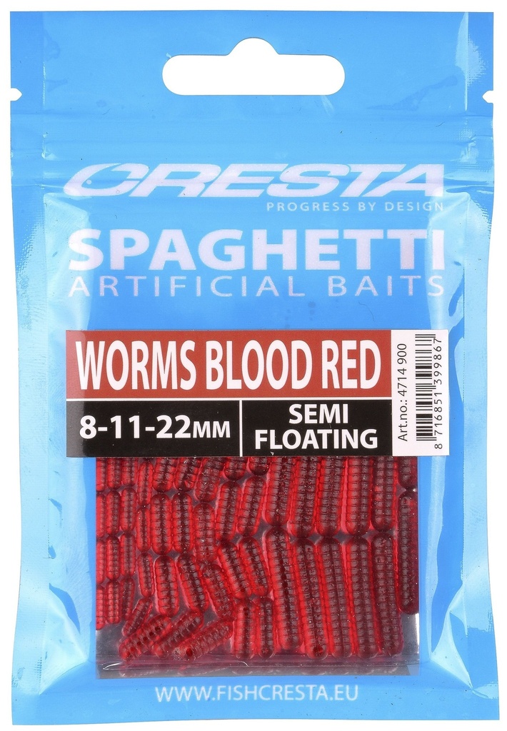 Cresta Spaghetti Worms 8,11,22mm Blood Red